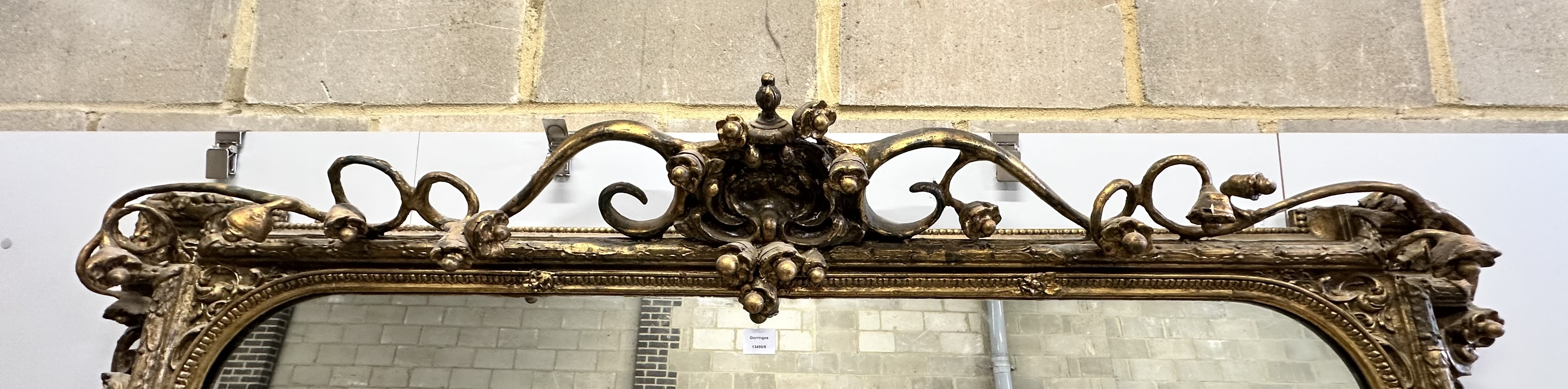 A large Victorian giltwood and composition wall mirror, width 180cm, height 238cm